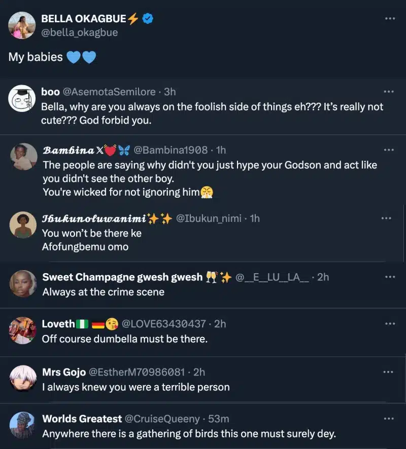 Bella Okagbue ridiculed over comment on Chomzy's photo with stepson